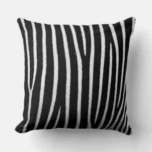 Coussin Rayures de zèbre noir et blanc