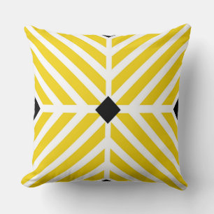 Coussin Rayures diagonales jaunes