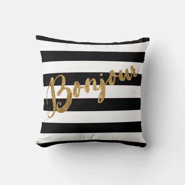 Coussin Rayures d'or de Bonjour (Recto)