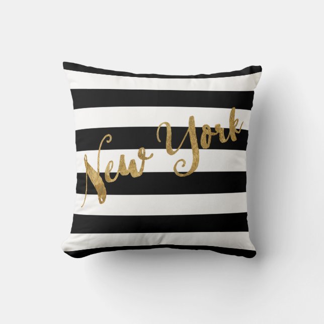 Coussin Rayures d'or de New York (Recto)