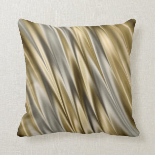 Coussin Rayures d'or de style de satin de gris jaune et