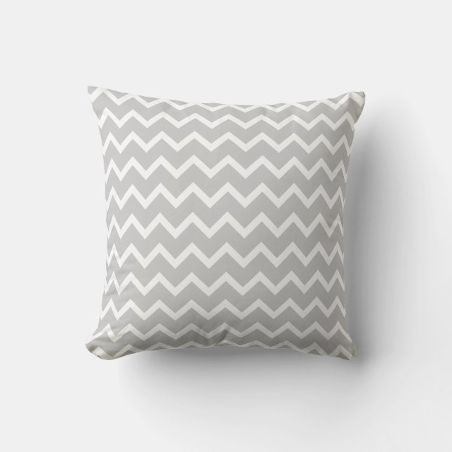 Coussin Rayures grises et blanches de zigzag (Recto)