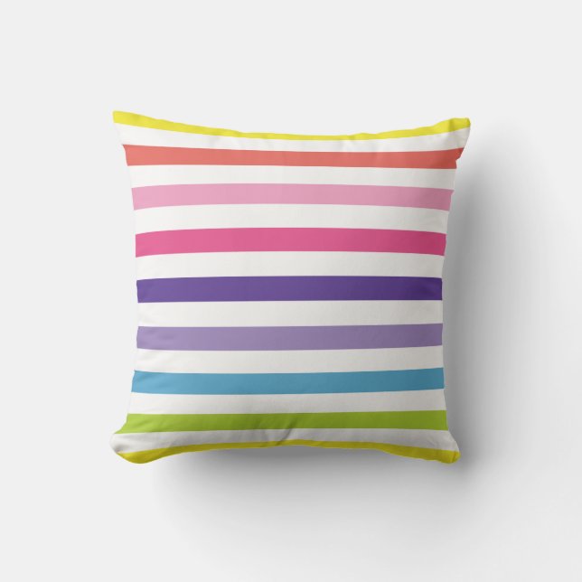 Coussin Rayures lumineuses et modernes d'arc-en-ciel (Recto)