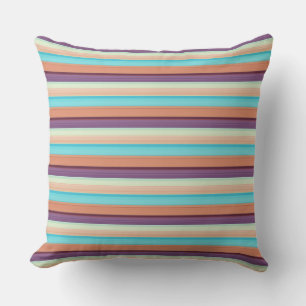 Coussin Rayures marron bleues mignonnes 