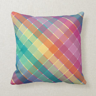 Coussin Rayures multicolores de plaid d'arc-en-ciel coloré