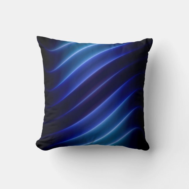 Coussin rayures néon bleu électrique moderne (Recto)