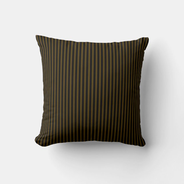 Coussin Rayures noires et brun chocolat (Recto)
