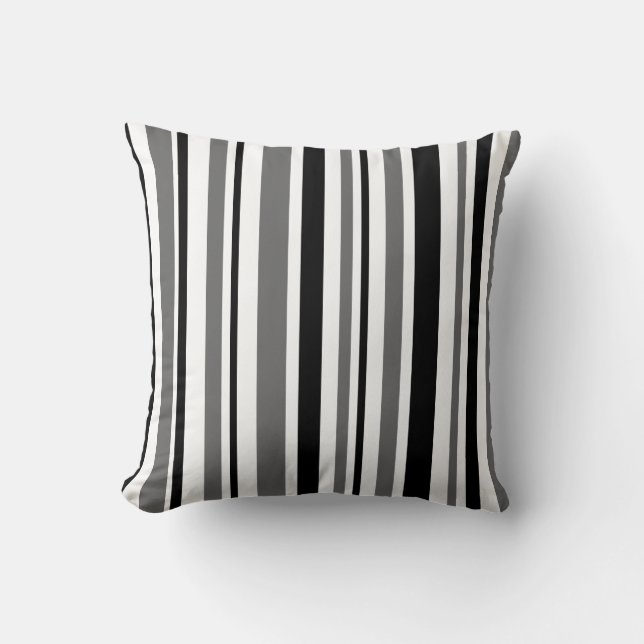 Coussin Rayures noires, grises, blanches (Recto)