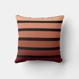 Coussin Rayures Nuances De Rouge Sur Fond Noir