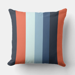 Coussin Rayures orange et bleu