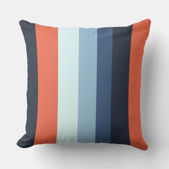 Coussin Rayures orange et bleu (Recto)