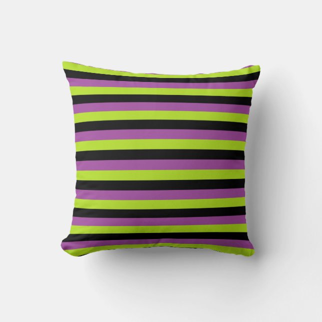 Coussin Rayures pourpres de vert et de noir de chaux (Recto)