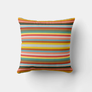 Coussin Rayures Rétro Horizontales Colorées