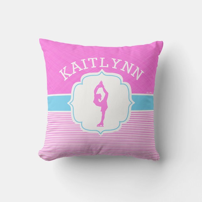 Coussin Rayures roses de patineur artistique avec des (Recto)