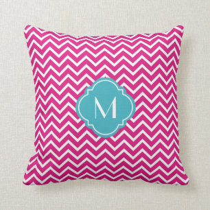 Coussin Rayures roses de zigzag de Chevron avec le