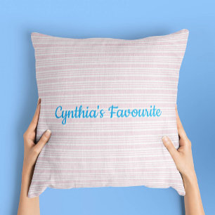 Coussin Rayures roses et blanches carrées