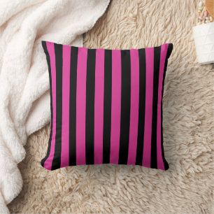 Coussin Rayures roses et noires