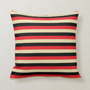 Coussin Rayures rouges, beiges et noires