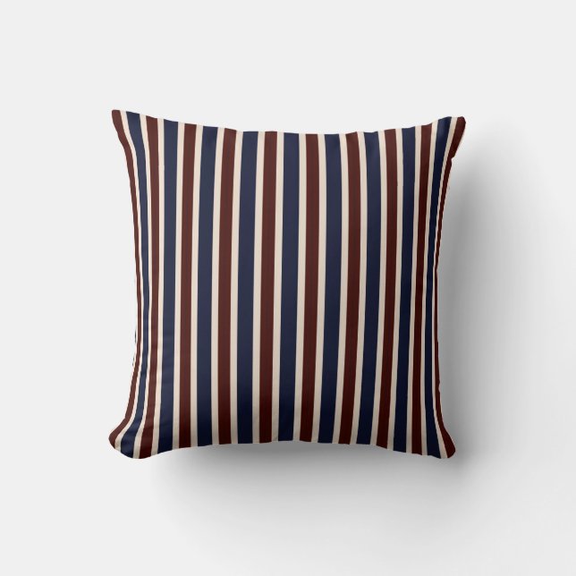 Coussin Rayures rouges, blanches et bleues (Recto)