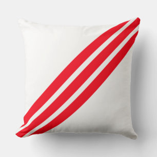 Coussin Rayures Rouges Élégantes sur Blanc