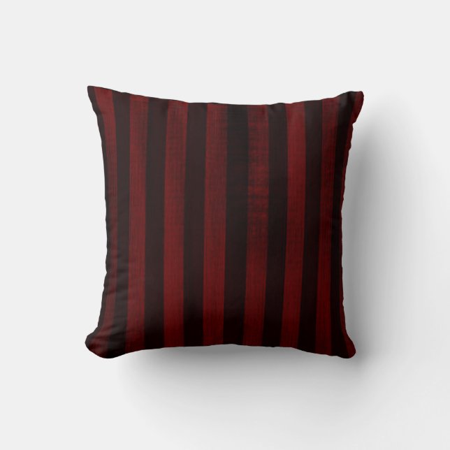 Coussin rayures rouges et noires à la mode (Recto)