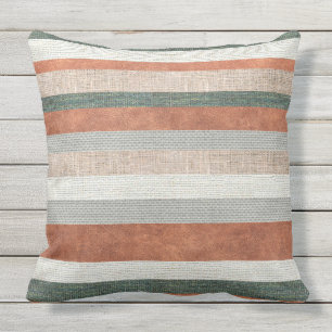 Coussin Rayures Texturées Modernes De Tissu Et De Cuir