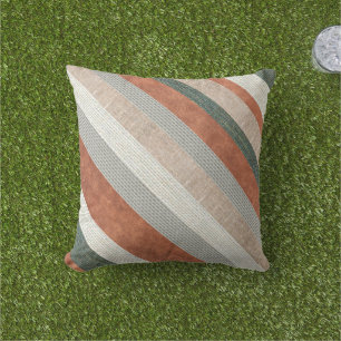 Coussin Rayures Texturées Modernes De Tissu Et De Cuir