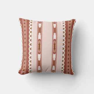 Coussin Rayures Tribales Rouge – Géométrique Rose Brun