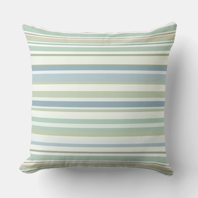 Coussin Rayures vert bleu et blanc (Recto)