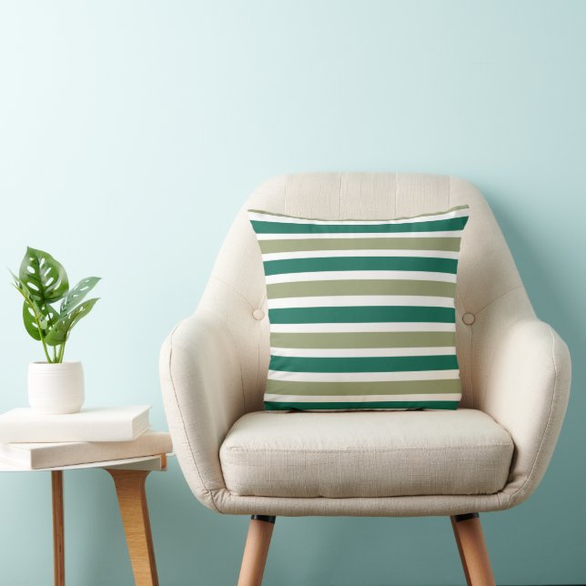 Coussin Rayures Vert Gris (Chaise)