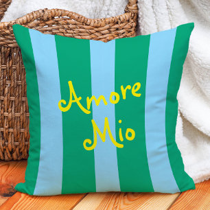 Coussin Rayures vertes et bleues vives   Amore Mio