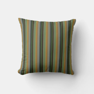 Coussin rayures vertes et orange rétro