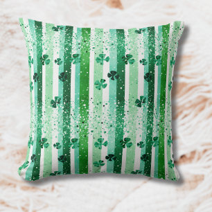 Coussin Rayures verticales blanches vertes classiques avec