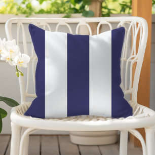 Coussin Rayures verticales de store bleu marine et blanc