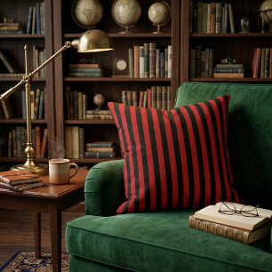 Coussin Rayures verticales rouges et noires audacieuses