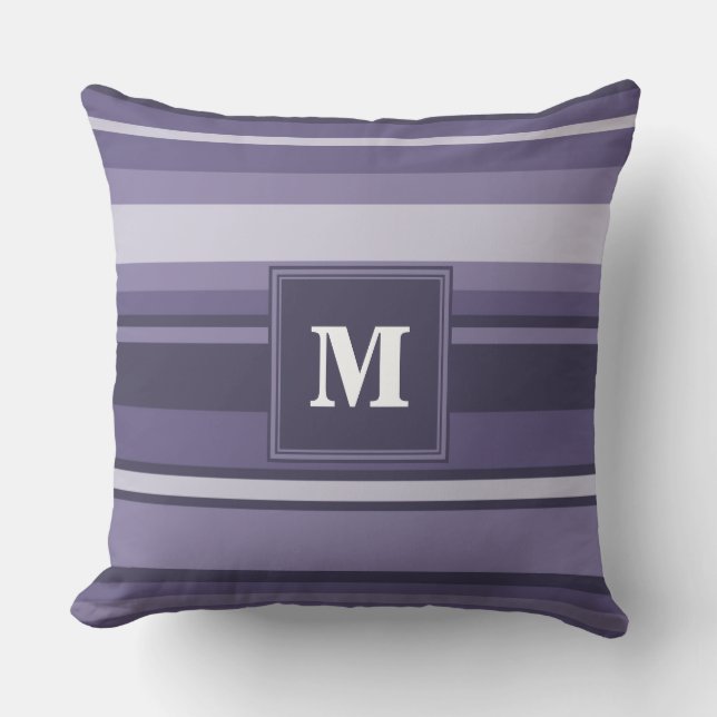Coussin Rayures violettes de cuir monogramme (Recto)