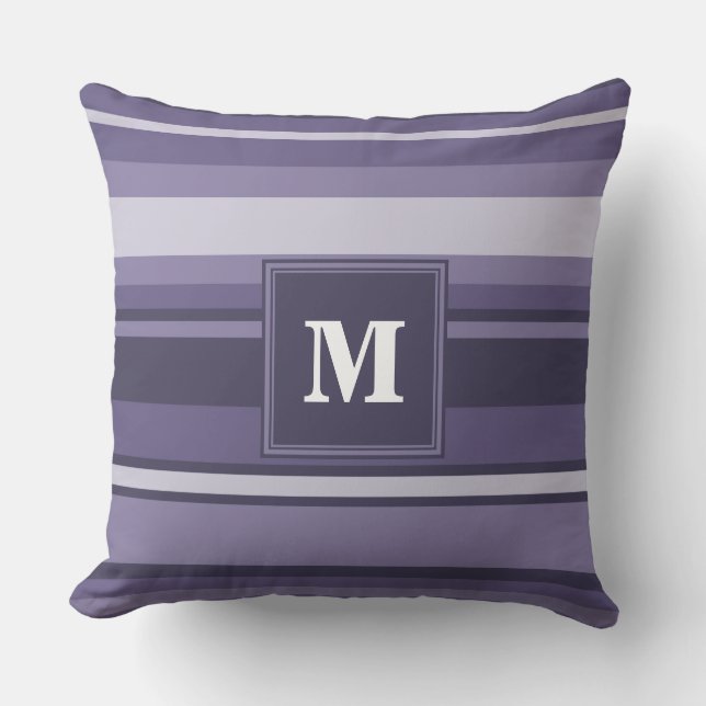 Coussin Rayures violettes de cuir monogramme (Recto)