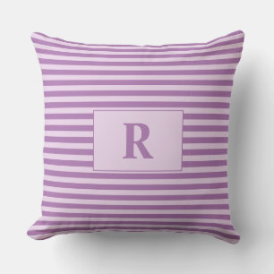 Coussin Rayures violettes monogrammes Lancer l'oreiller