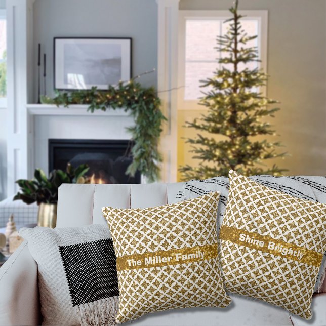 Coussin Razzle Dazzle Noël Glittery Gold Stars Personnalis (Créateur téléchargé)