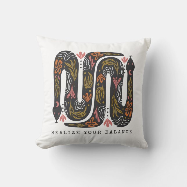 Coussin Réalisez Votre Équilibre Serpents Floraux (Recto)