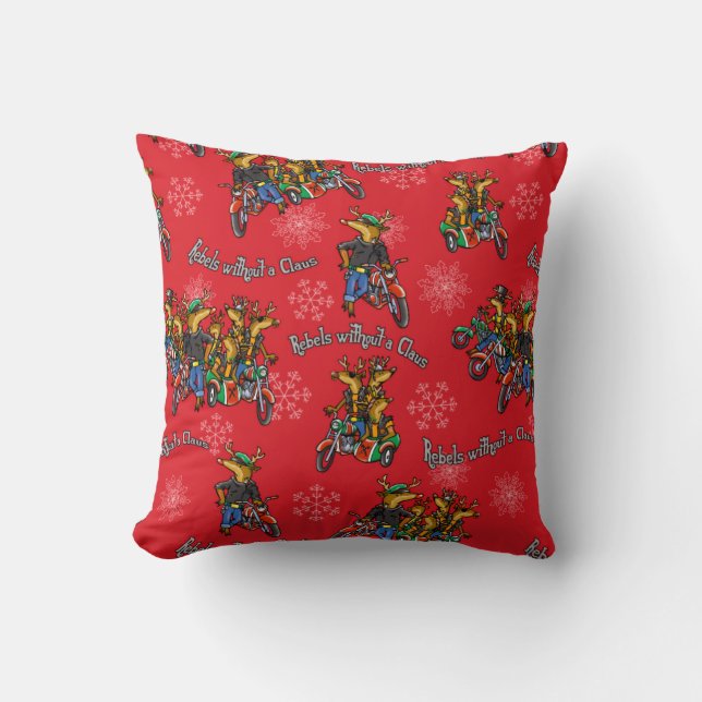 Coussin Rebelles sans vacances de rouge de renne de Claus (Recto)