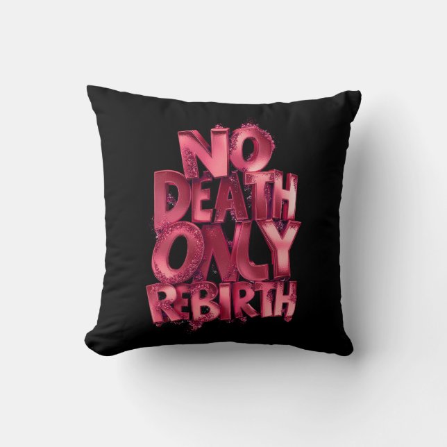 Coussin “Rebirth in Bloom – Black & Pink Throw Pillow” (Recto)