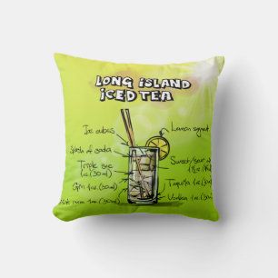 Coussin Recette de thé glacé de Long Island colorée Cockta