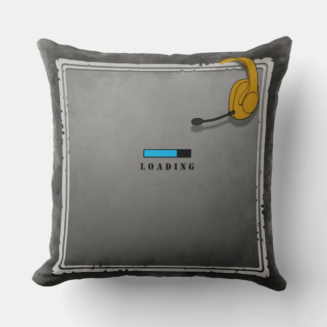Coussin Recherché, écran de chargement de gamer avec casqu (Recto)