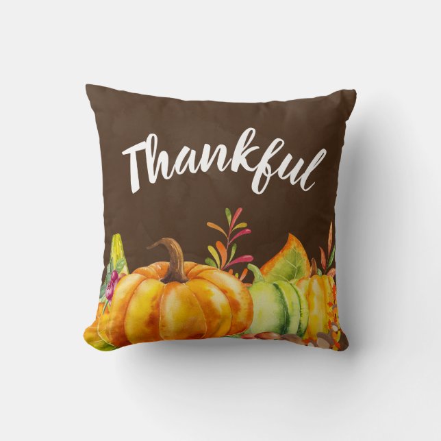 Coussin Récolte Citrouilles, Feuilles et Foliage (Recto)