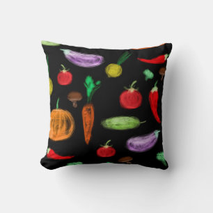 Coussin Récolte légumes tomate poivre carottes champignon 