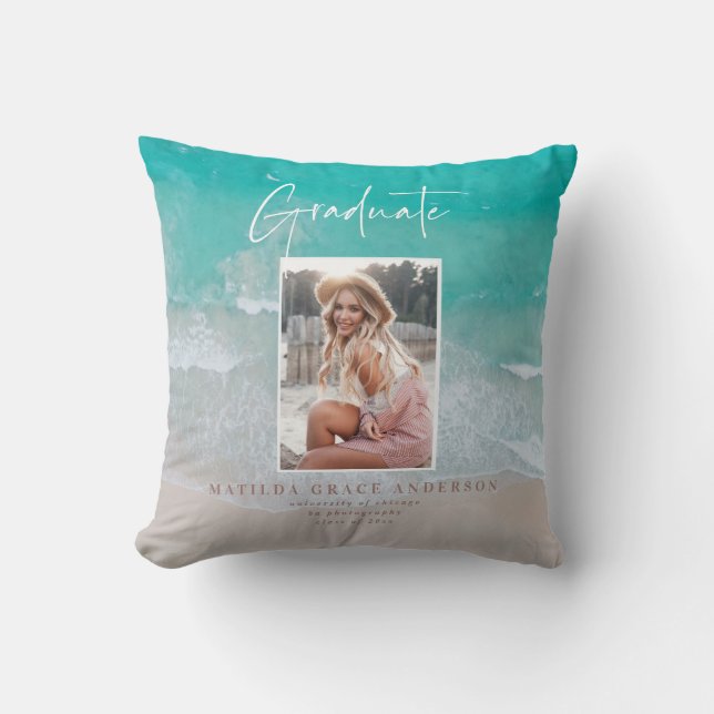 Coussin Récolte photo moderne script plage océan (Recto)