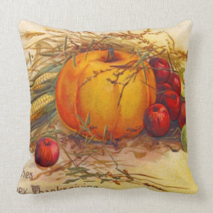 Coussin Récolte rustique et vintage et Joyeux Thanksgiving