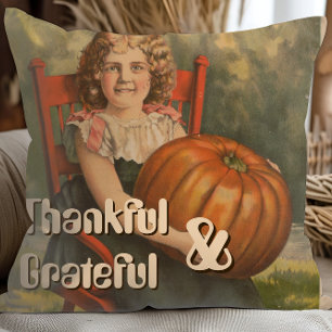 Coussin Reconnaissant et reconnaissant   Vintage fille ave