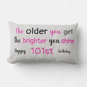 Coussin Rectangle 101e anniversaire gris et rose